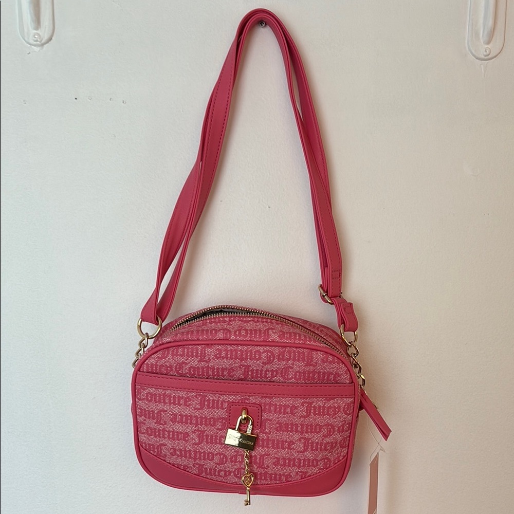 Juicy Couture Pink Textured Crossbody Bag with Gold Clasp
